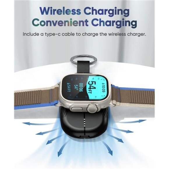 Portable Charger for Apple Watch, 1200mAh Magnetic Keychain Wireless Power Bank - Picture 6 of 8